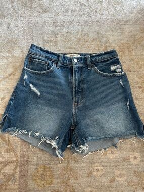 Abercrombie & Fitch Dark Blue Distressed Denim Jean Shorts